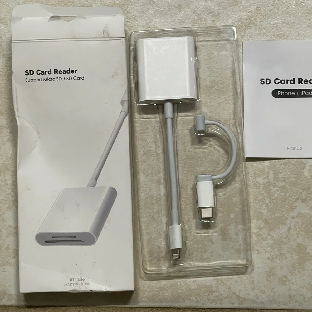 2 White SD Card Reader Adapter NiB